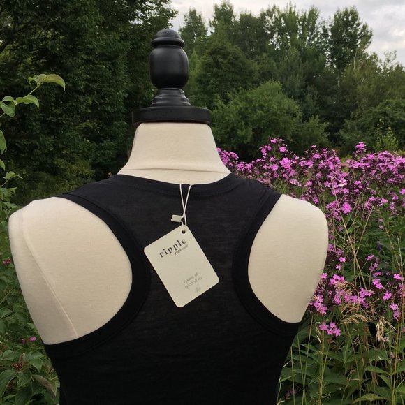 NWT Ripple Yoga Racerback Fine / Tissue Cotton Tank Black Small - Picture 2 of 9